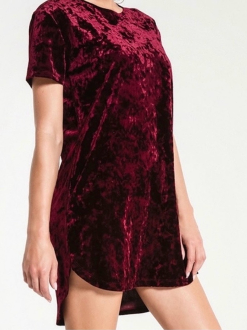 Z Supply Crushed Velvet Shift Dress Burgundy Wine Open Back Tie XL
